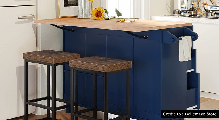 black kitchen island with seating