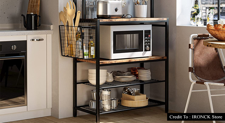 kitchen island with microwave shelf