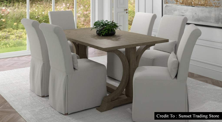 white fabric dining chairs