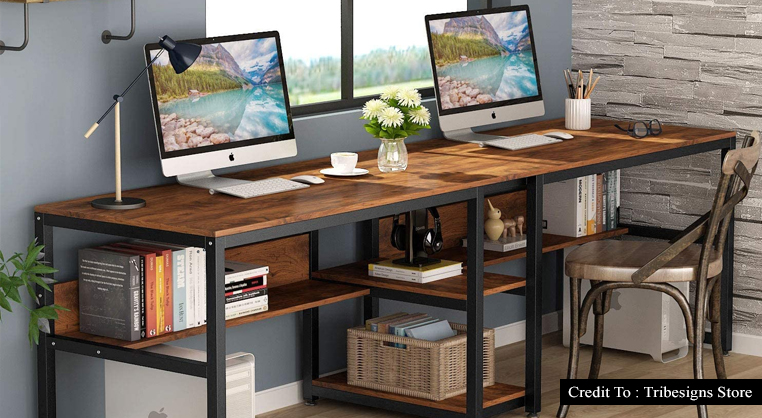 two person desk home office